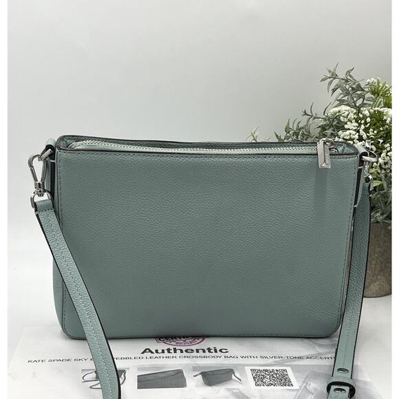 Kate Spade Authenticated Leather Margaux Med Convertible Crossbody Hazy Blue‎ - Picture 4 of 16
